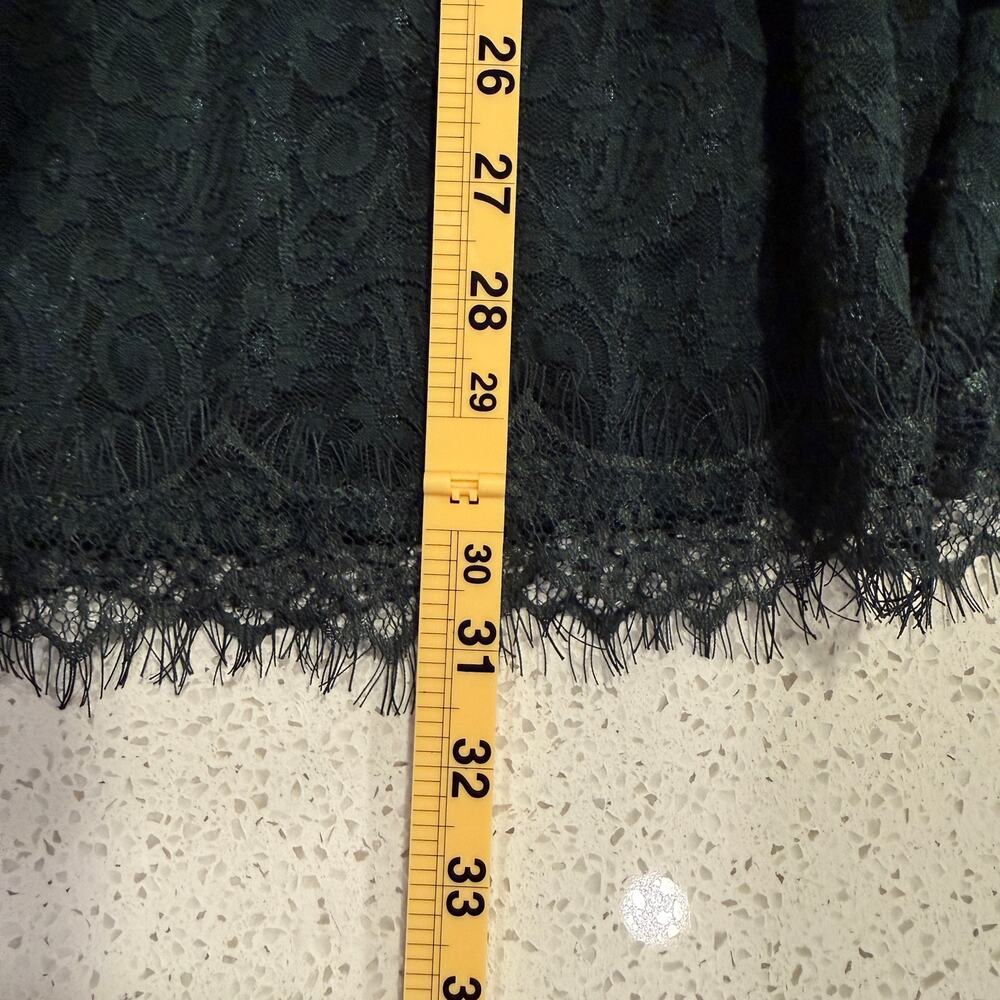Free People Pearl Lace Mini Dress Forest Green XS Long Sleeve V Neck Holiday - Picture 10 of 10